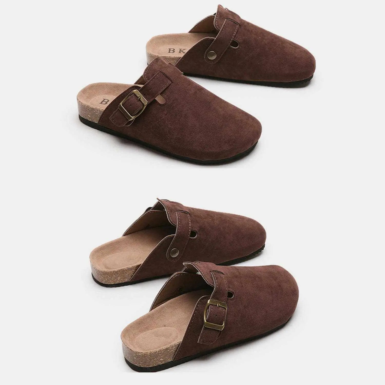 Chic suede closed-toe buckle sandals - Love Salve